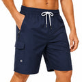 Bañador corto cargo para hombre talla L azul marino con bolsillos y cintura ajustable