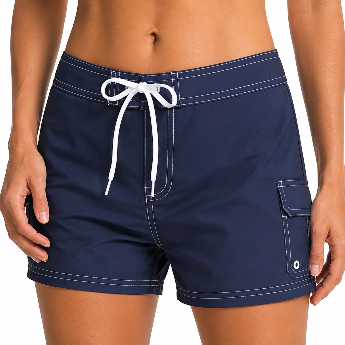 Pantalón corto de baño L de tejido sintético azul marino con cordón ajustable