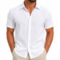Camisa de hombre talla L blanca de manga corta en tejido ligero estilo casual