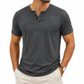 Camiseta henley de hombre talla M gris oscuro de manga corta estilo casual