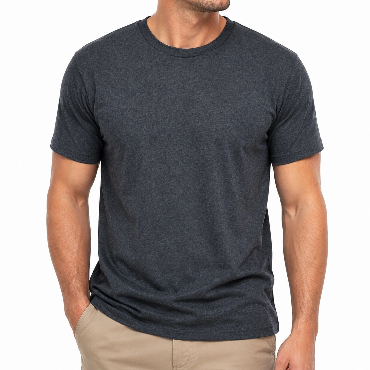 Camiseta de hombre talla L de punto gris antracita de manga corta para uso diario