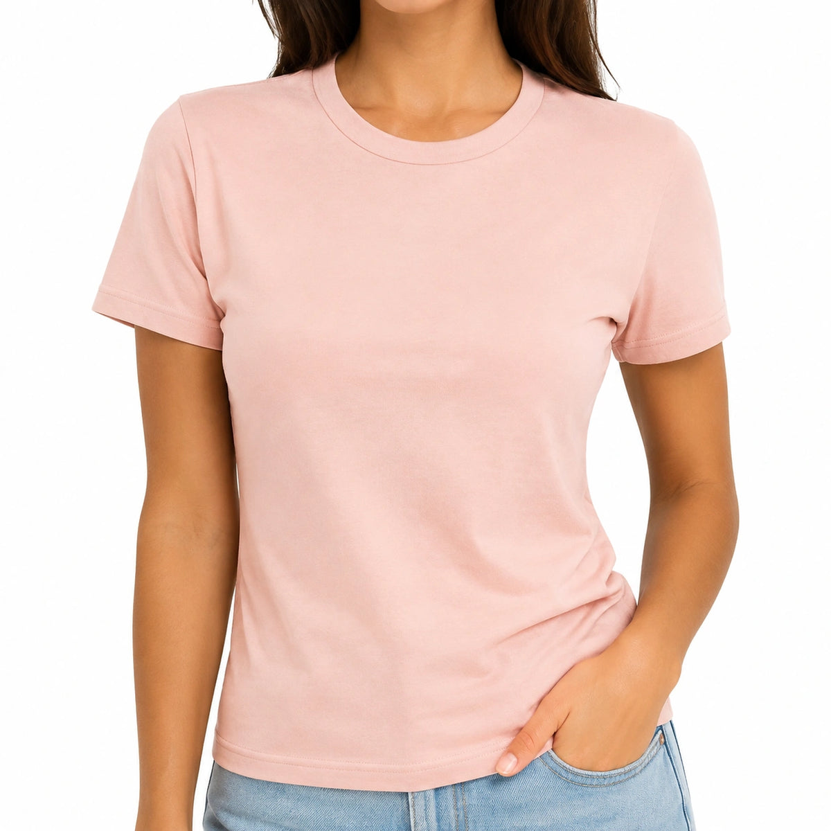 Camiseta de mujer talla S rosa de manga corta estilo básico