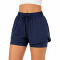 Pantalón corto deportivo de mujer talla S azul marino de tejido sintético con doble capa