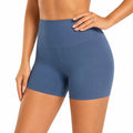 Pantalón corto deportivo de mujer talla M azul de tejido elástico con cintura alta