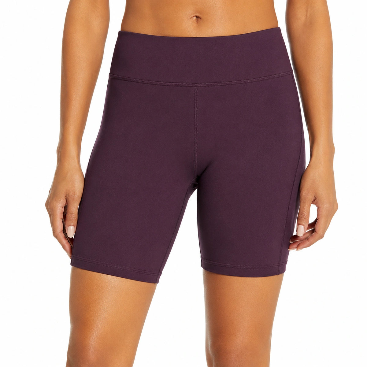 Mallas cortas deportivas talla M de tejido elástico morado con cintura alta
