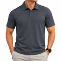 Polo de hombre talla M gris oscuro de tejido sintético manga corta estilo casual