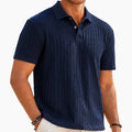 Polo de hombre talla M azul marino de punto texturizado de manga corta