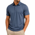 Polo de hombre talla L en tejido sintético azul marino de manga corta estilo casual
