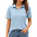 Polo de mujer talla S de tejido ligero azul cielo de manga corta estilo casual