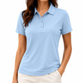 Polo de mujer talla S azul claro de tejido liso de manga corta