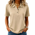 Polo de mujer talla S beige de tejido ligero manga corta estilo casual