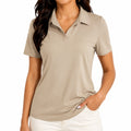 Polo de mujer talla S beige de tejido liso de manga corta para uso diario