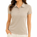 Polo de mujer talla M beige de punto piqué de manga corta estilo casual